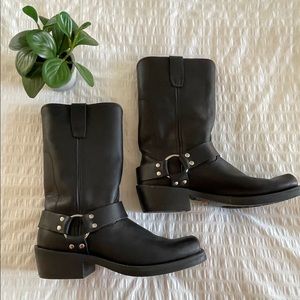 Men’s Black Leather Harness Motorcycle Boot - Durango - Size 9D
